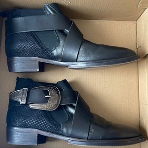 Free People Maverick black leather Chelsea boots western ankle booties